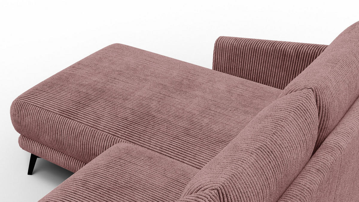ECKSOFA VILT 3-Sitzer, altrosa - Schwarz/Altrosa, Holzwerkstoff/Textil (221/156cm) - Courtois Laville