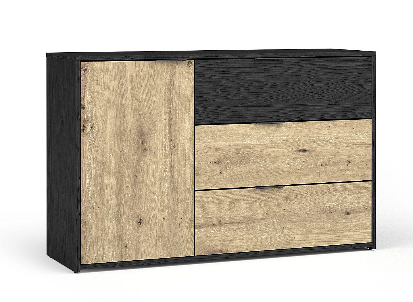 KOMMODE Upsala graphit / Eiche Artisan 125 / 36,5 / 79cm - Eichefarben/Graphitfarben, Holzwerkstoff/Kunststoff (125/79/36.5cm) - Feldmann-Wohnen