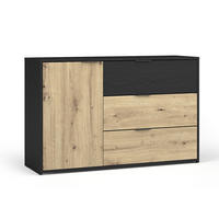 KOMMODE Upsala graphit / Eiche Artisan 125 / 36,5 / 79cm - Eichefarben/Graphitfarben, Holzwerkstoff/Kunststoff (125/79/36.5cm) - Feldmann-Wohnen