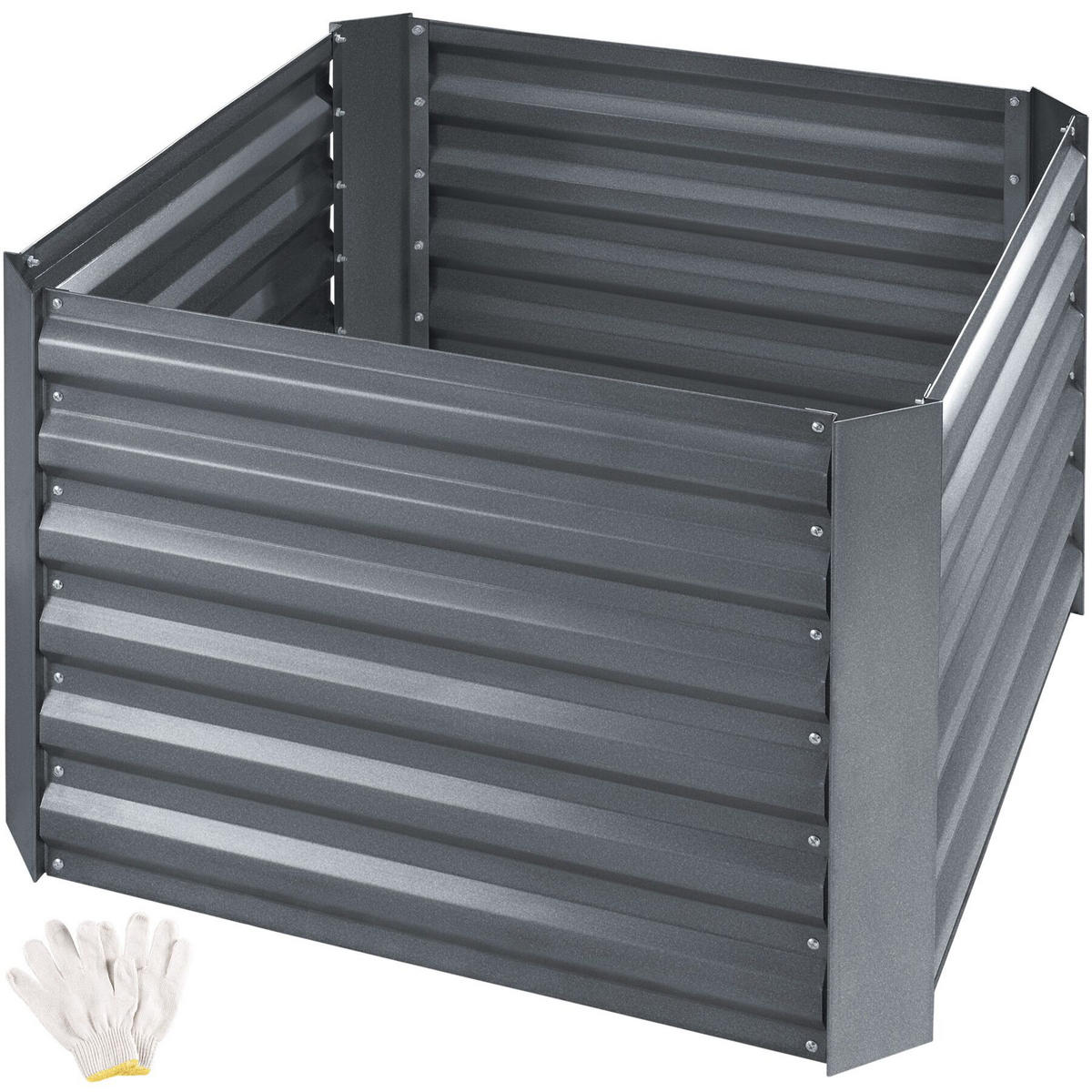 HOCHBEET Artemisia,80 x 80 x 57 cm,grau - Grau, Metall (80/57/80cm) - tectake