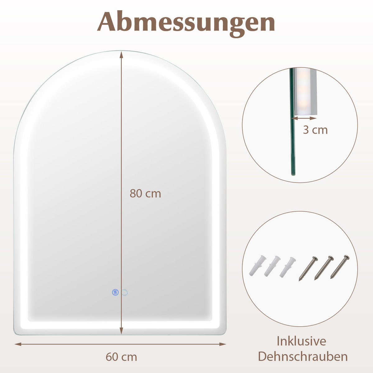 BADEZIMMERSPIEGEL Silber - Silberfarben, Glas (60/3/80cm) - COSTWAY