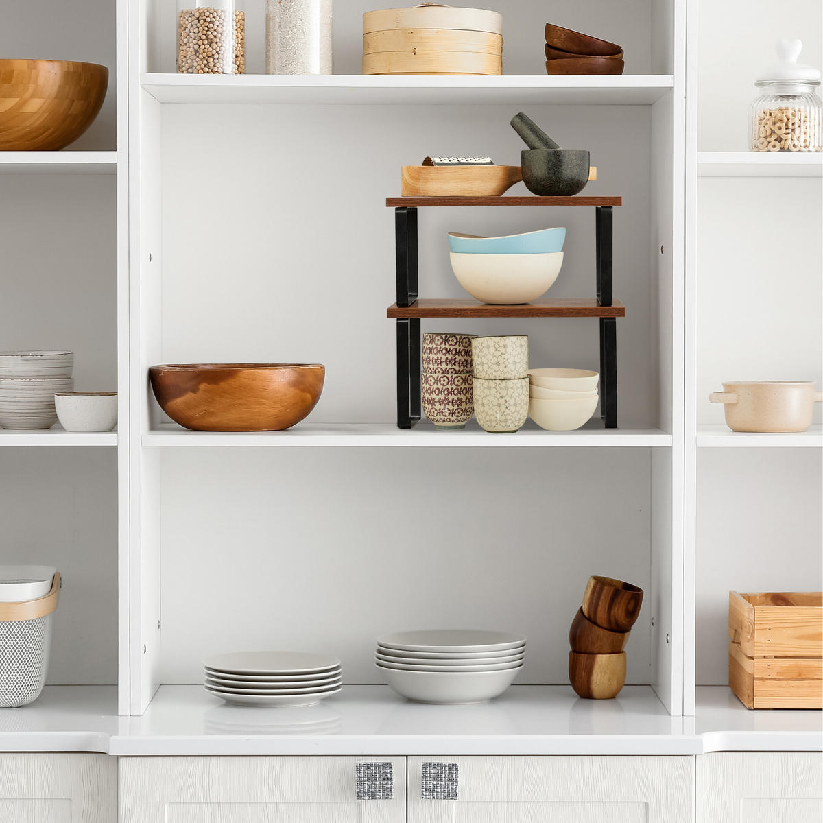 2-tlg.TISCHREGAL-SET - Multicolor, Holzwerkstoff/Metall (30/16.5/19.5cm) - Relaxdays