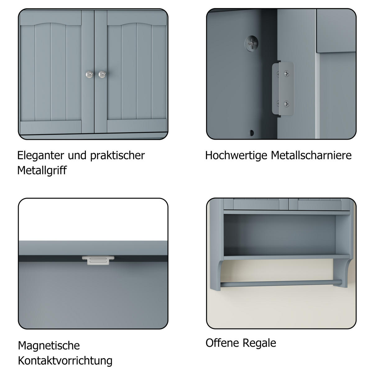 WANDSCHRANK Badezimmerschrank 56.8x19x70 cm Hellgrau aus Holzwerkstoff mit verstellbaren Regalen - Hellgrau, Holzwerkstoff (56.8/70/19cm) - Modfu