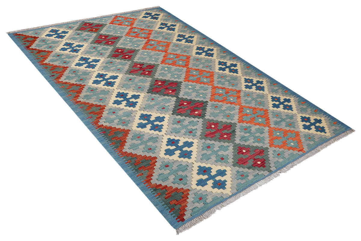 HANDWEBTEPPICH Kelim Gashgai Grau 181/124 cm Schurwolle - Grau, Textil (124/181cm) - Looma