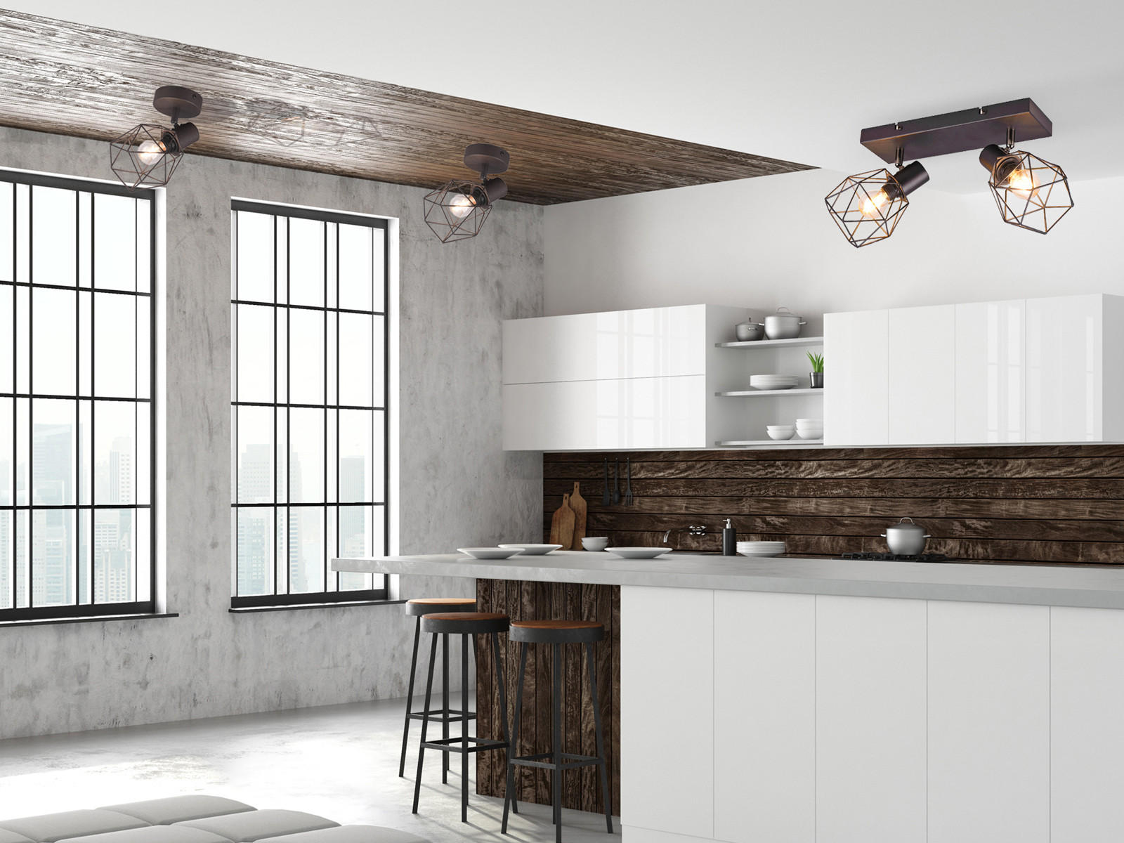 Thumbnail - meineWunschleuchte Deckenstrahler, Rost, Metall, 30x14x9 cm, Lampen & Leuchten, Innenbeleuchtung, Spots & Strahler, Deck...