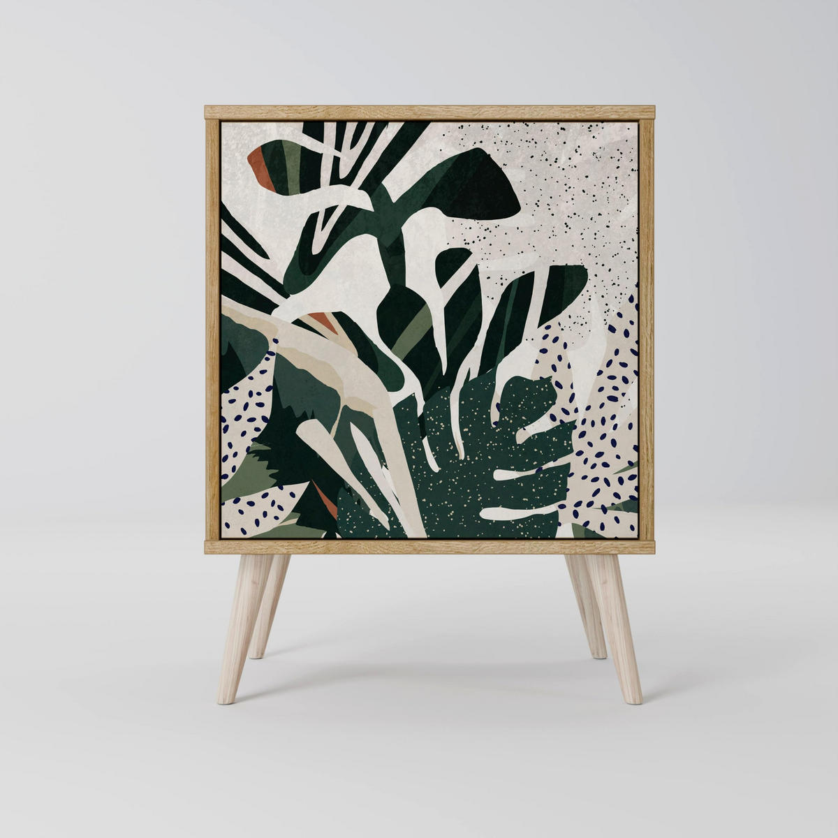 SIDEBOARD VERDURE FORMATION, Grau, 57,5x42x67,5 cm, Schwarze Metall-Rahmenfüße - Multicolor/Schwarz, Holzwerkstoff/Metall (57.5/67.5/42cm) - SpaceRebels