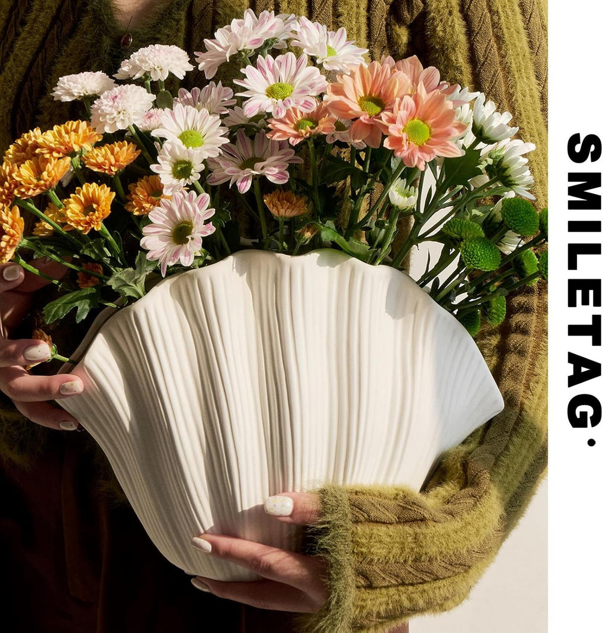 VASE 28,5 x 21 x 15 cm Keramik - Weiß, Keramik (21cm) - LIBRATON