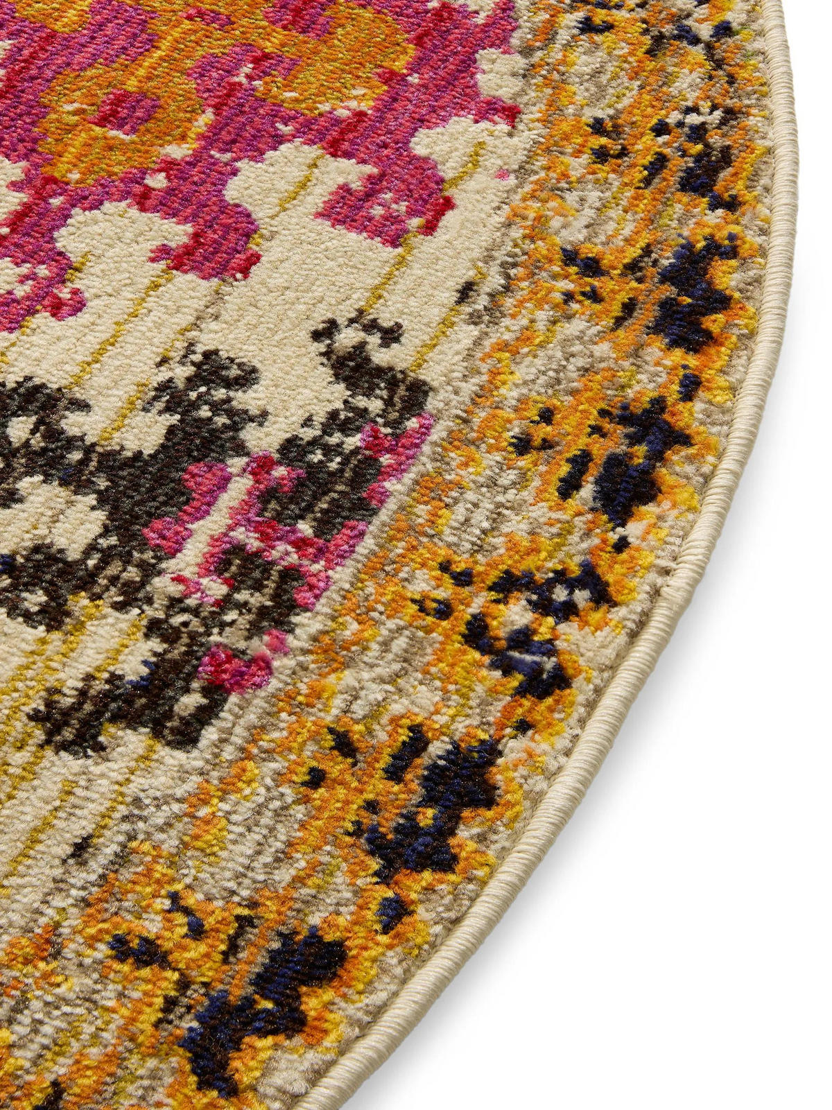 TEPPICH Casa Multicolor/Beige ø 120 cm rund - Multicolor, Textil (120/120cm) - benuta Nest