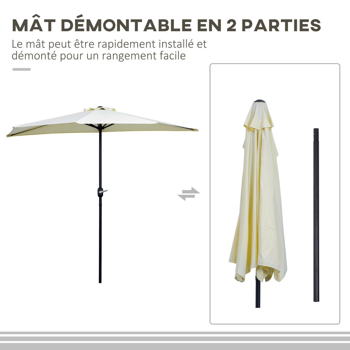 SONNENSCHIRM 260/135/230 cm DE-11421 Beige - Beige, Metall (135/260cm) - ComfortXL