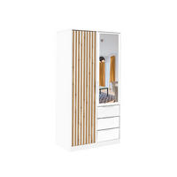 DREHTÜRENSCHRANK GAREN 100/200/57,5 cm 2-türig mit Spiegel Weiß - Weiß, Holzwerkstoff (100/200/57.5cm) - MASSENO