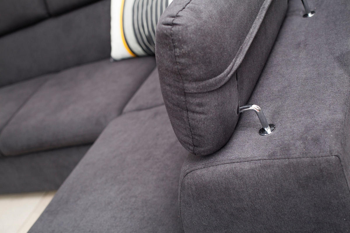 ECKSOFA SACRO Braun Plüsch-Stoff mit Schlaffunktion - Braun, Holz (271/221cm) - MASSENO