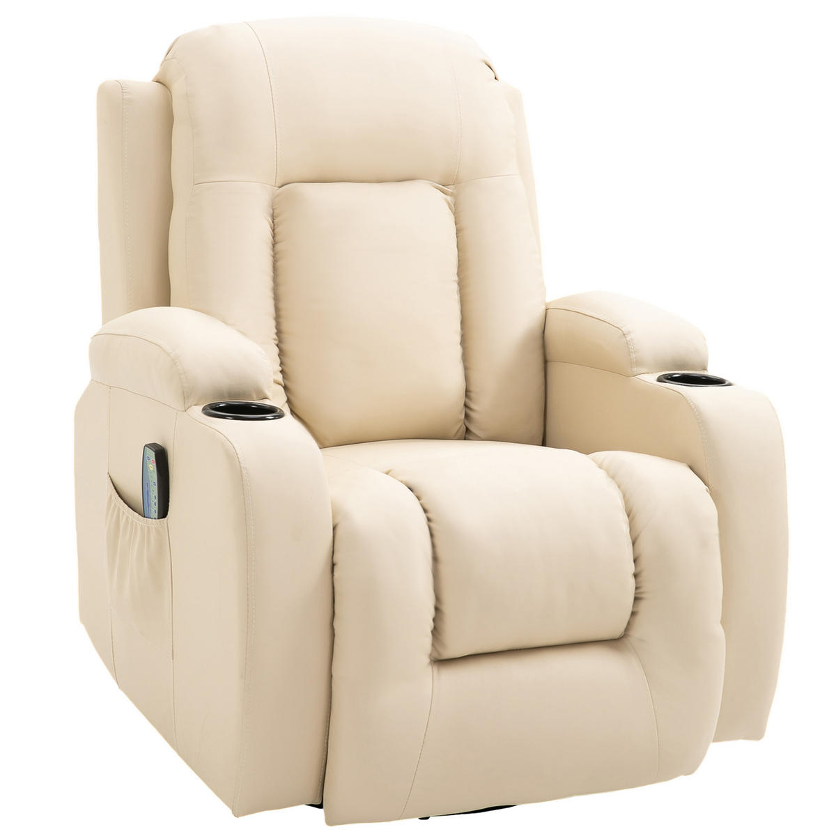 MASSAGESESSEL DE-15404 360° drehbar mit Massage und Heizung - Creme, Leder (94/104/85cm) - ComfortXL