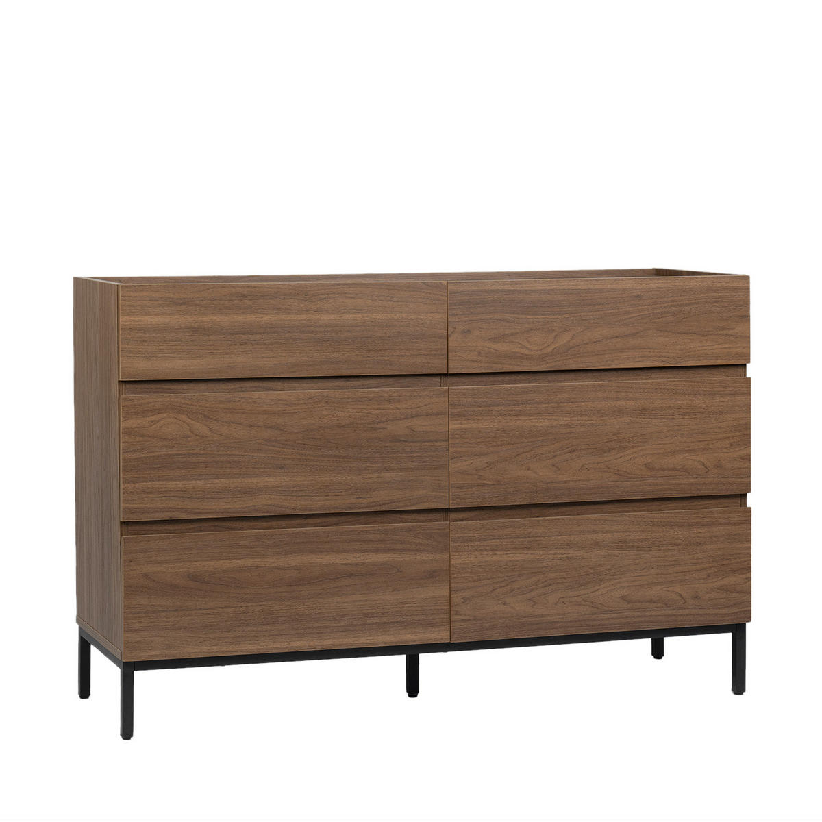 SCHUBLADENKOMMODE DOPPELTE Peyton Walnuss 120 cm x 80 cm - Walnussfarben, Holzwerkstoff (120/80/40cm) - Klast Home