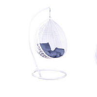 HÄNGESESSEL Cobe Weiß, Graphit Kissen, Garten Hängesessel Kokon aus Technorattan - Graphitfarben/Weiß, Kunststoff/Metall (107/198/68cm) - Bettso