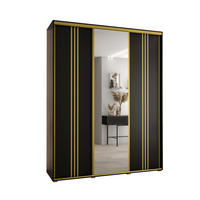 SCHWEBETÜRENSCHRANK 235,2/190/60 3-türig - Goldfarben/Schwarz, Holz/Metall (190/235/60cm) - Abiks Möbel