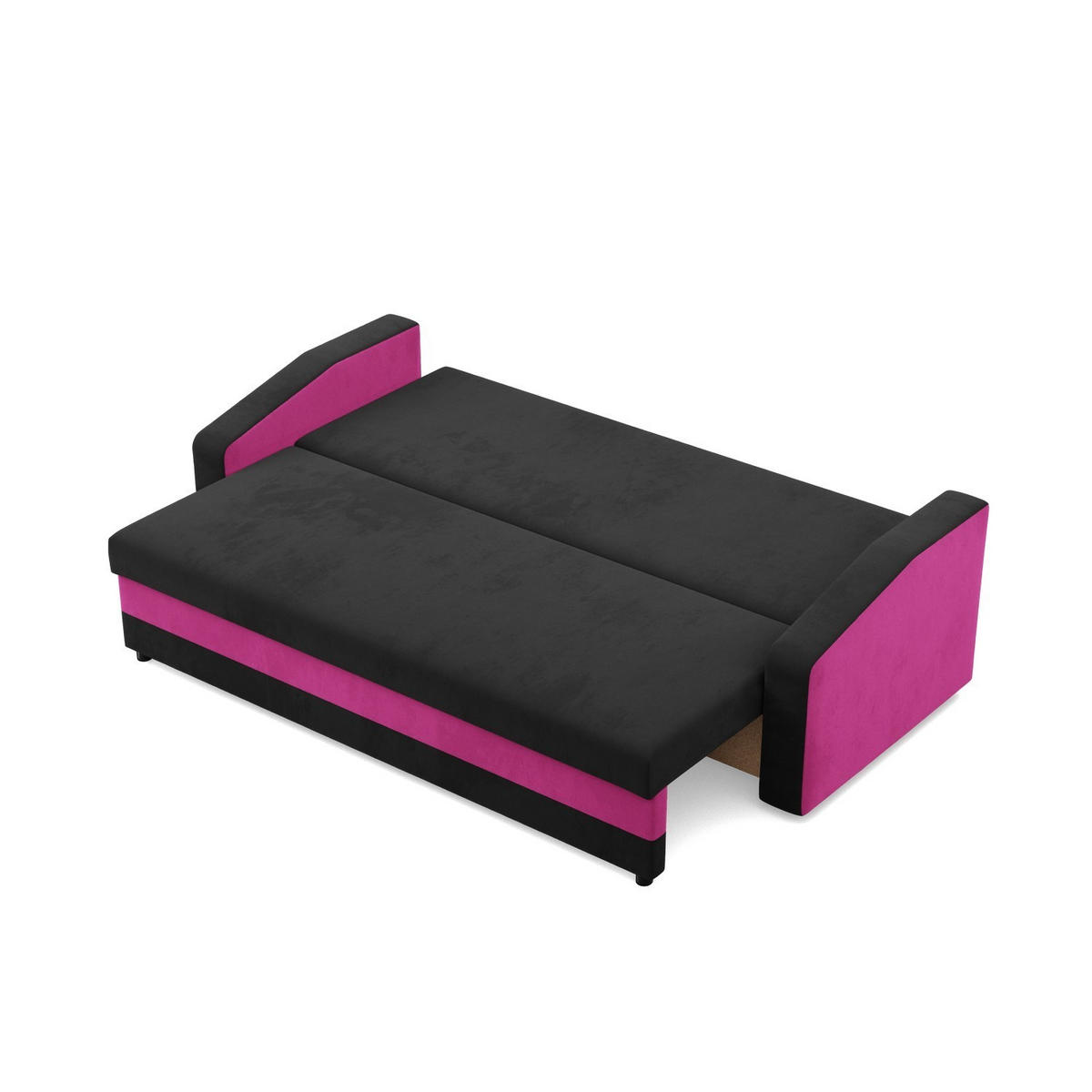SOFA 3-SITZER MIT SCHLAFFUNKTION ORION, Schwarz + Rosa - Pink/Schwarz, Textil (220/85/92cm)