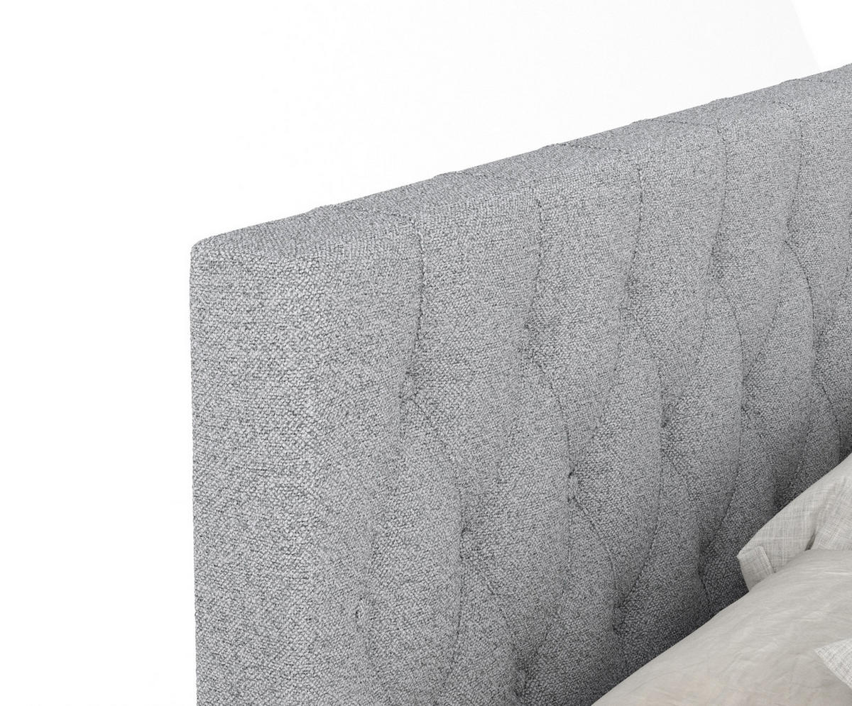 BOXSPRINGBETT Excelsior Hellgrau 200/200 cm mit Latex-Topper - Silberfarben/Hellgrau, Holz/Holzwerkstoff (200/200cm) - Maison de Reve