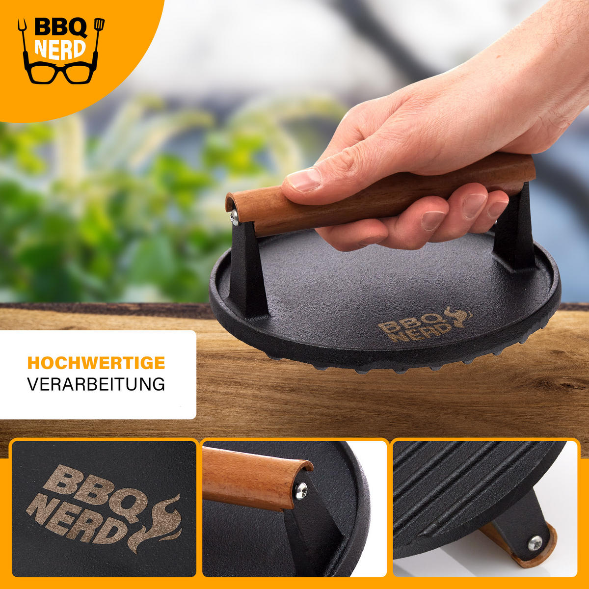 FLEISCHBESCHWERER Gusseisen 18cm rund - Schwarz, Metall (19/9/19cm) - BBQ Nerd