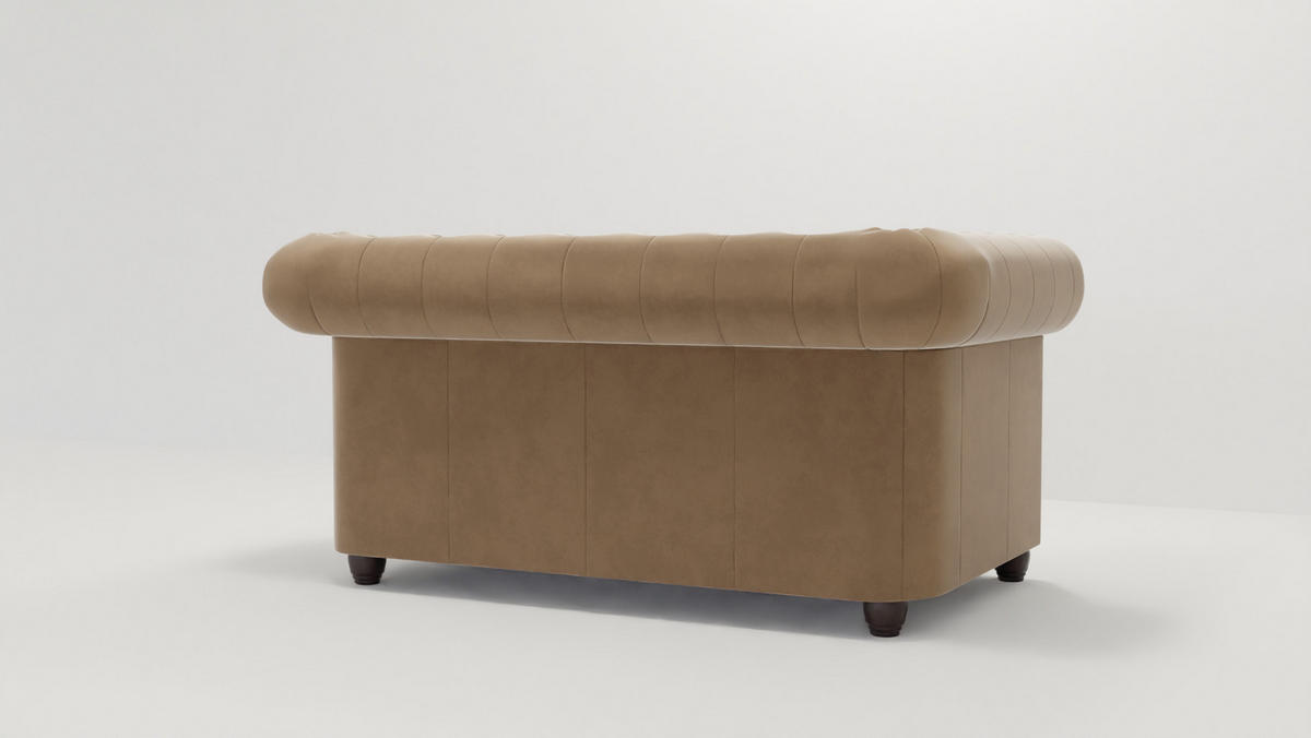 CHESTERFIELD-SOFA 2-sitzer mit Schlaffunktion Nyx Beige Samt - Beige/Braun, Holz/Textil (148/72/86cm) - S-Style Möbel