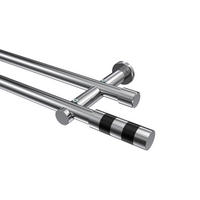 GARDINENSTANGEN-SET Platon Mavell 180 cm, 2-läufig (ohne Ringe), 20 mm Ø Chrom - Chromfarben/Schwarz, Metall (180cm) - INTERDECO