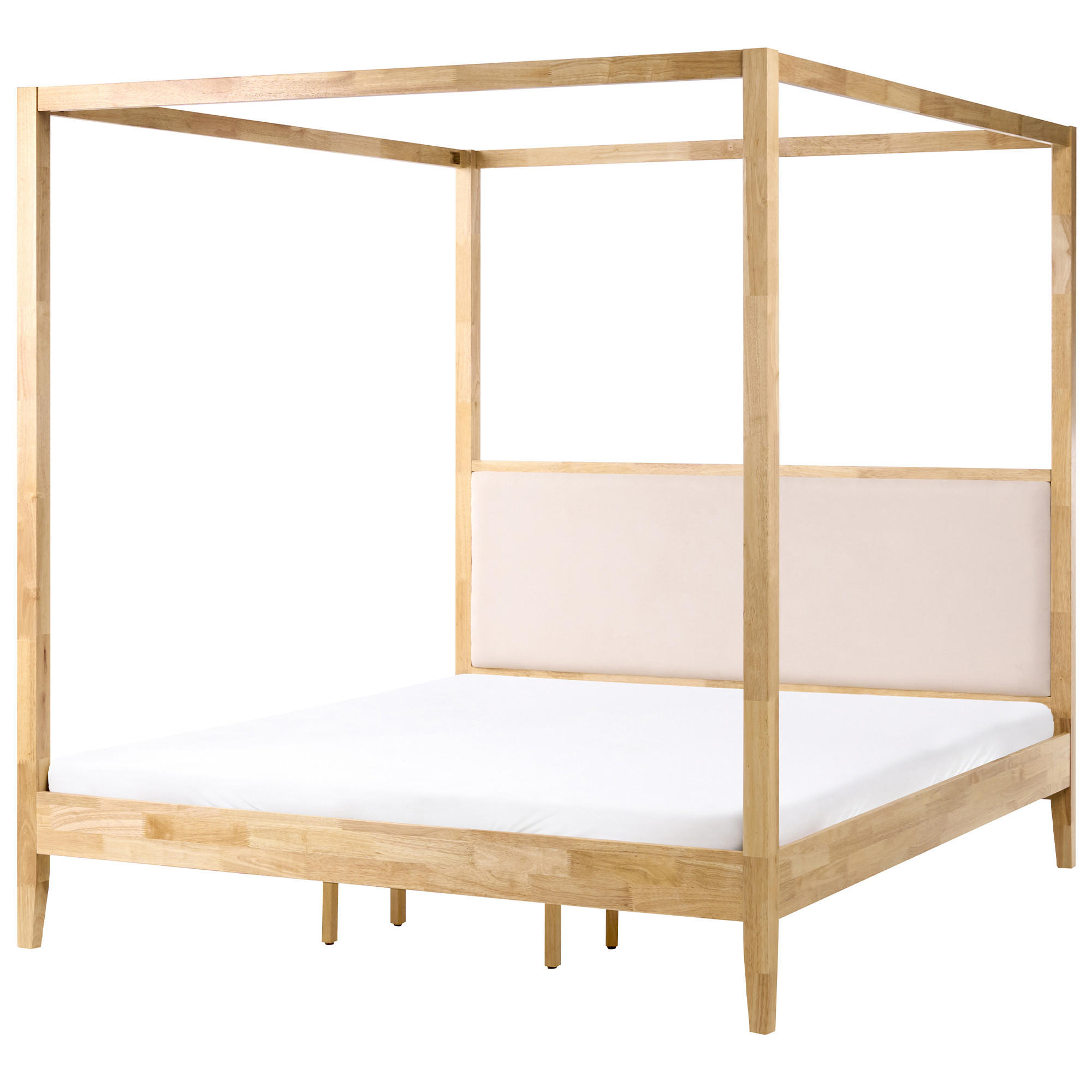 Beliani Himmelbett Hellbraun, Braun, Beige 180x200 cm