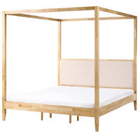 HIMMELBETT Holz 180/200 cm Hellbraun Haillicourt - Hellbraun/Beige, Holz (180/200cm) - Beliani