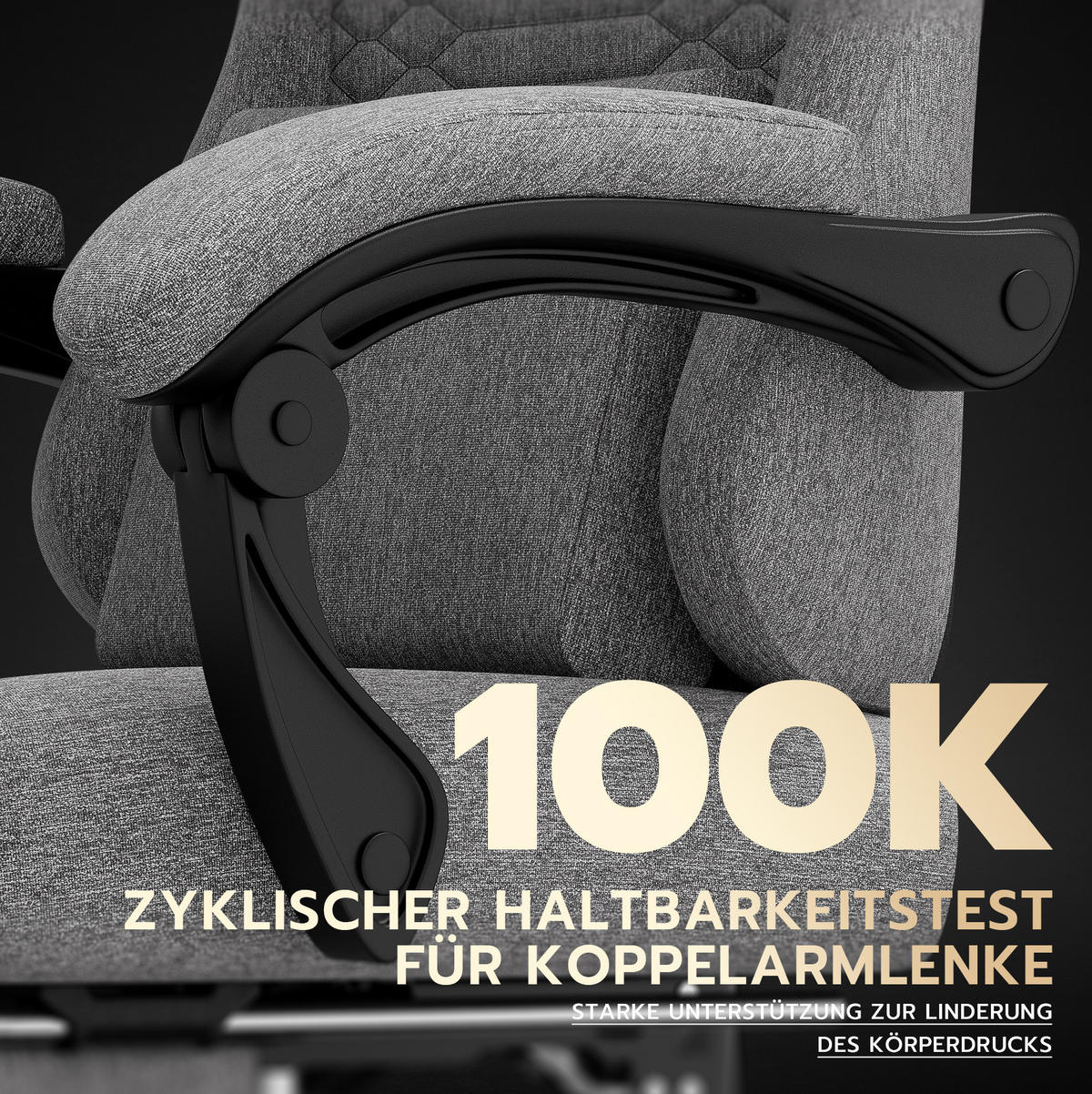 GAMING-STUHL ergonomisch Stoff Light Gray mit Fußstütze - Hellgrau, Kunststoff (63/120.5/58.5cm) - Meubliv