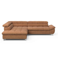 ECKSOFA mit Schlaffunktion und verstellbare Kopflehnen - Cognac/Silberfarben, Textil/Metall (312/234cm) - Cotta