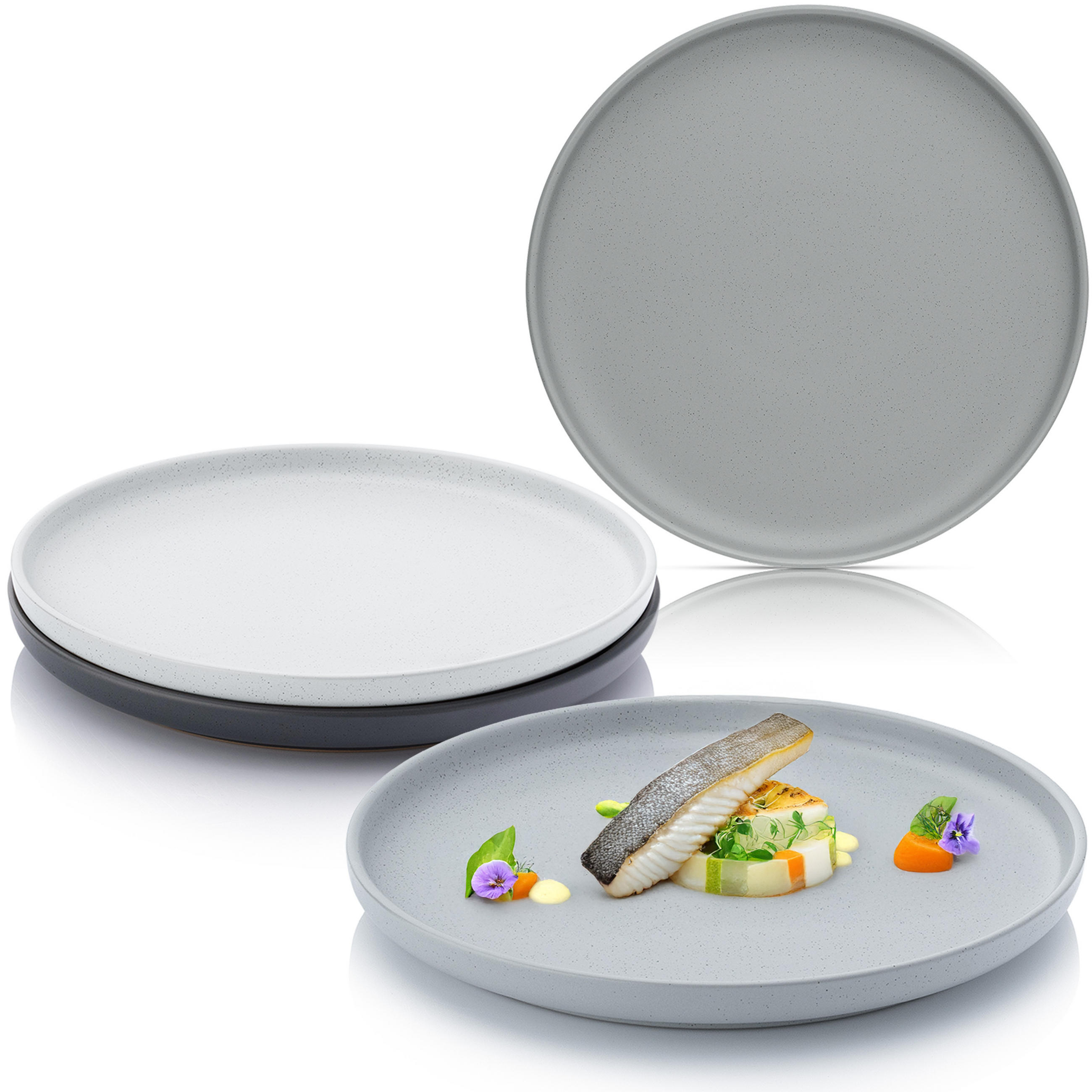 SPEISETELLER LEEDS - 4 teilig aus Steingut - Grau, Stein (26.5cm) - Sänger