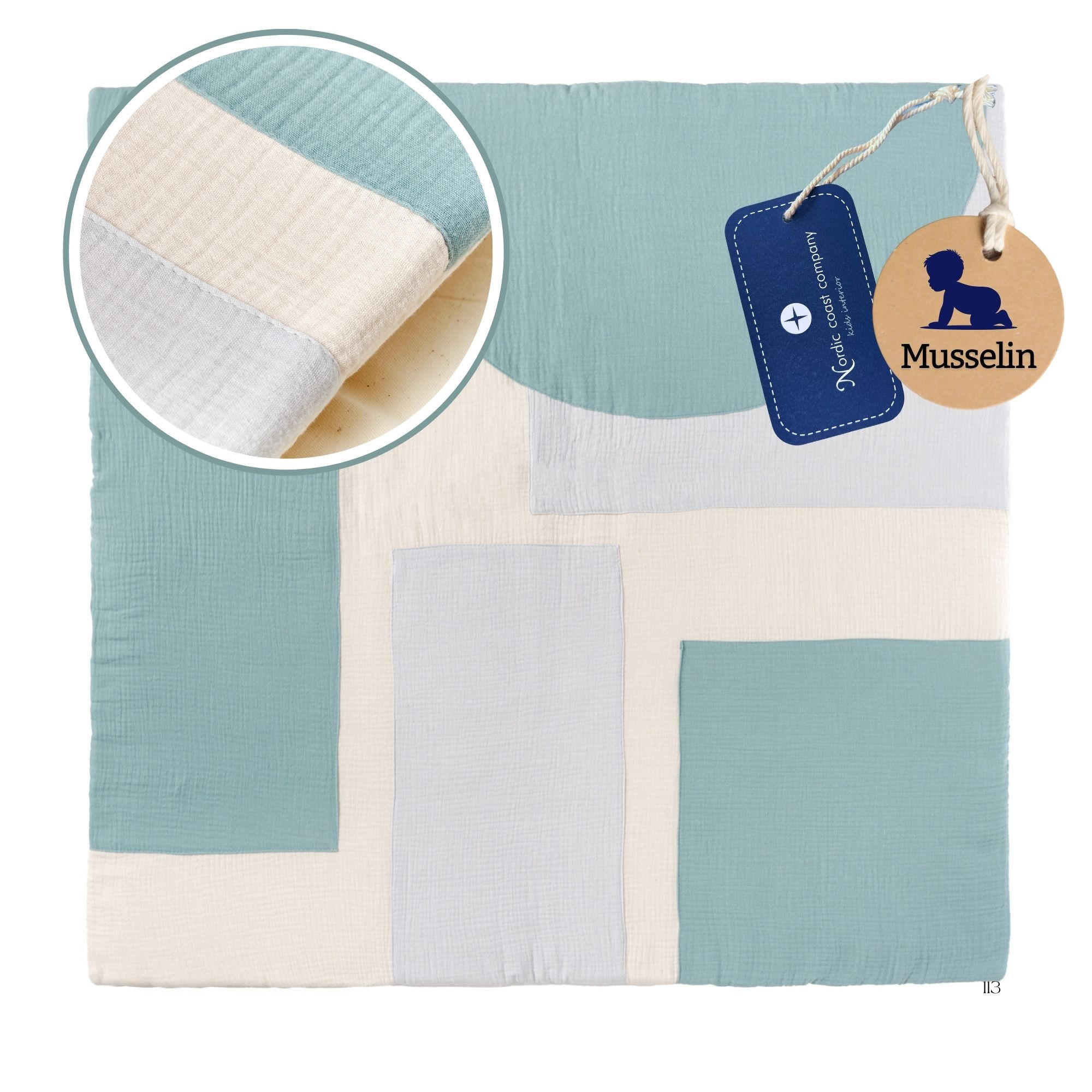 KRABBELDECKE Musselin Mint - Mintgrün, Textil (100/100cm) - nordic coast company