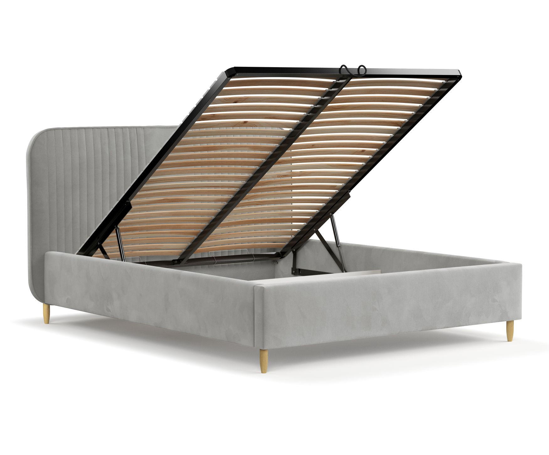 POLSTERBETT Livy Grau 120/200 cm im Samtstoff - Naturfarben/Grau, Holz/Holzwerkstoff (120/200cm) - Maison de Reve