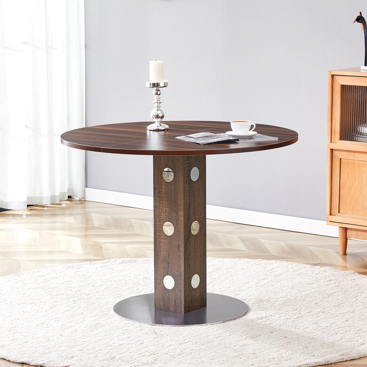 ESSTISCH 100/100/76 cm Walnuss aus MDF mit Stauraumfächern - Walnussfarben, Holzwerkstoff (100/100/76cm) - OKWISH