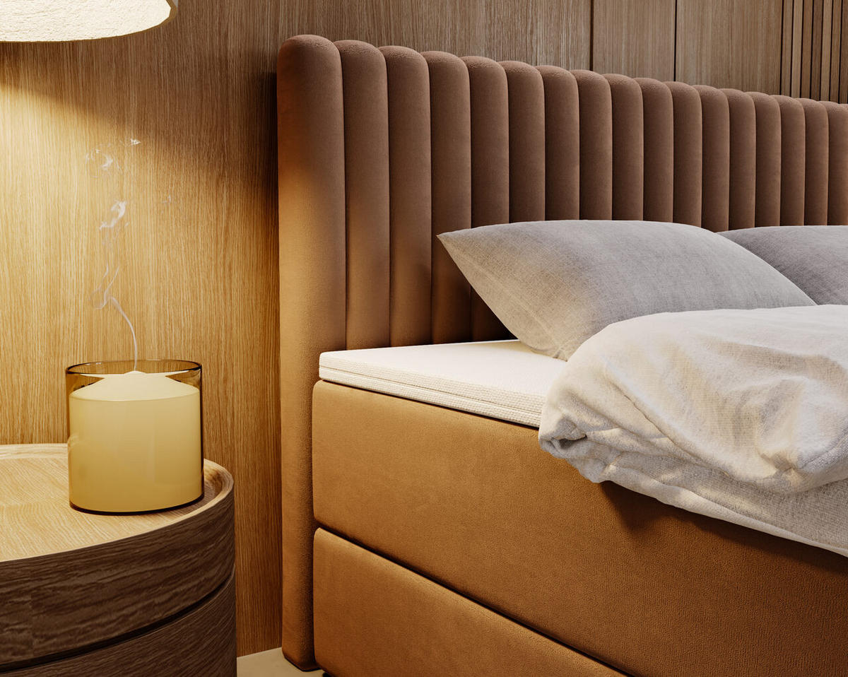 BOXBETT Marbella 180x200 Braun - Braun, Holz/Textil (180/200cm) - Graingold