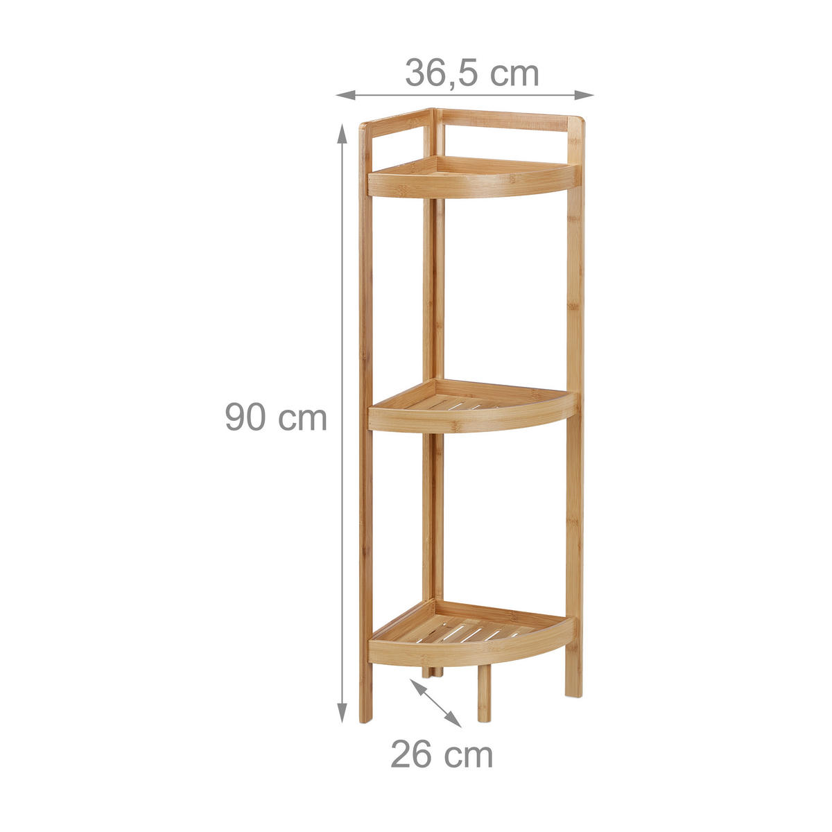 ECKREGAL - Hellbraun, Holz (36.5/90/26cm) - Relaxdays