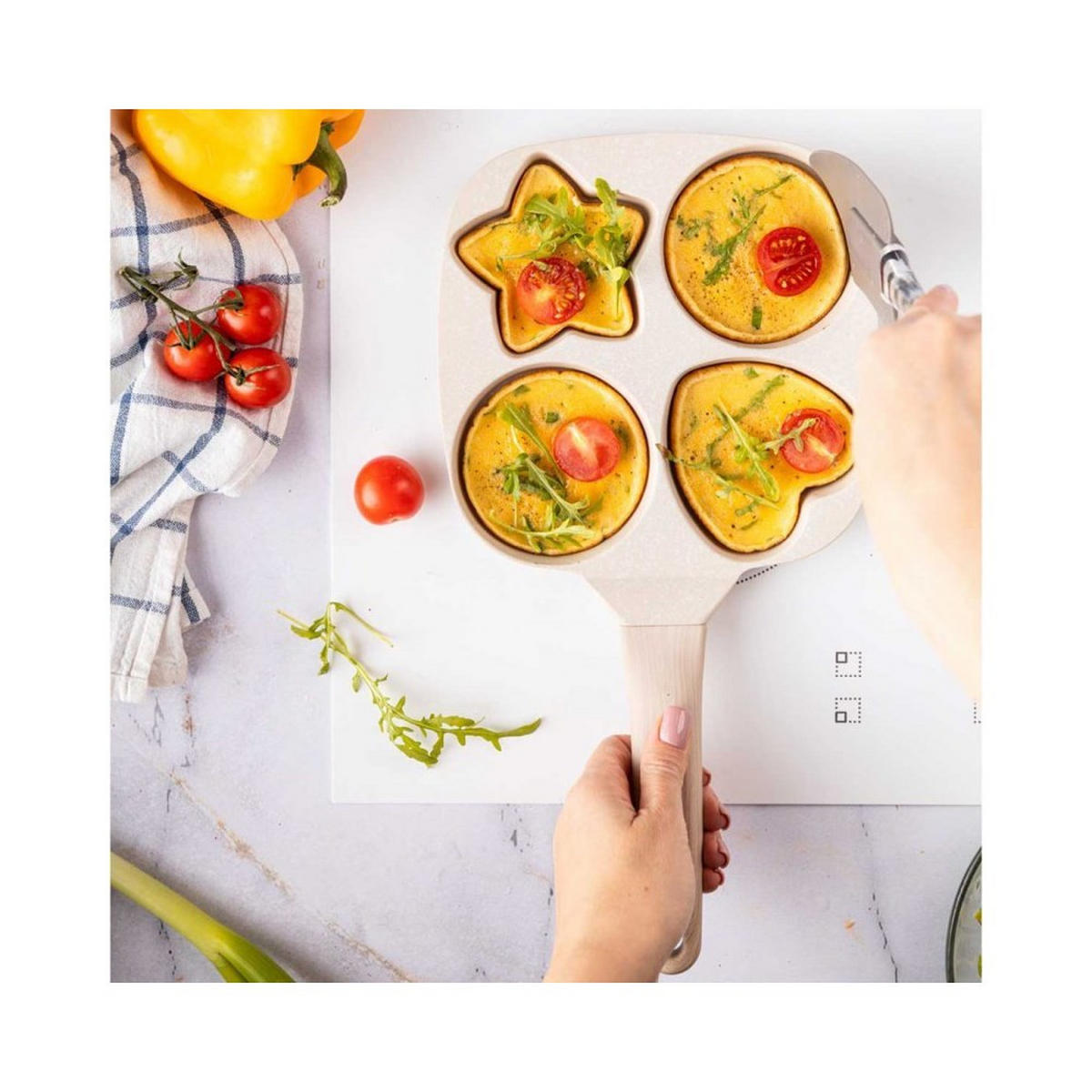 EIERPFANNE Beige 36/19/2.3 cm 56769 - Beige, Metall (19cm) - Klausberg 