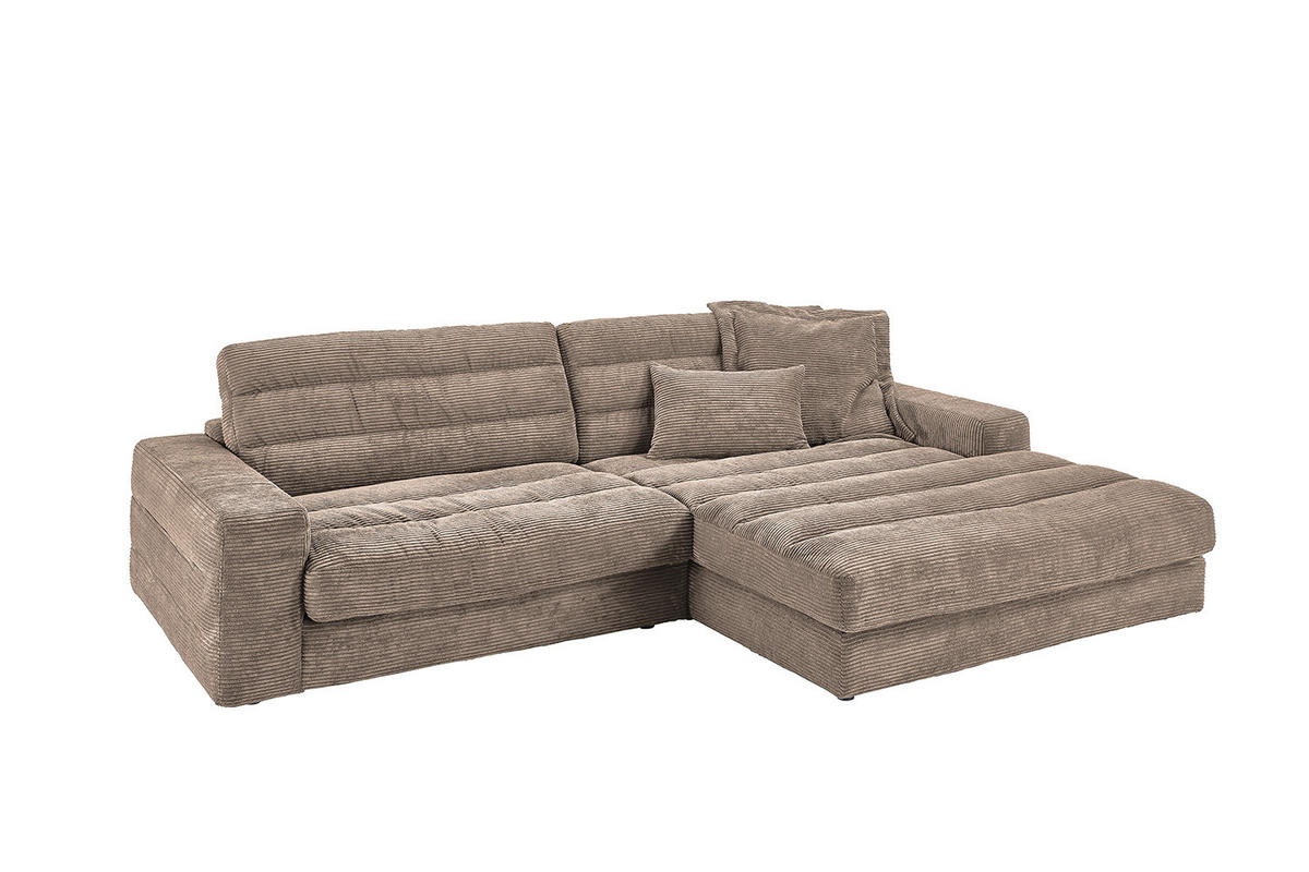 ECKSOFA LANA SOFA Taupe Cord - Taupe/Schwarz, Textil (296/205cm) - KAWOLA