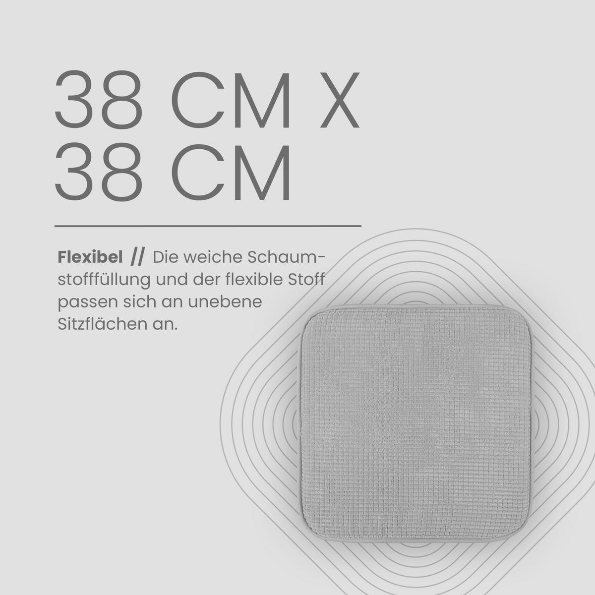 SITZKISSEN 38x38 cm Hellgrau 2er-Pack - Hellgrau, Kunststoff (38/38cm)