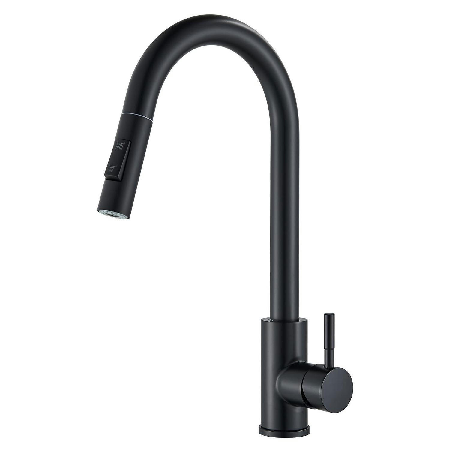 SPÜLTISCHARMATUR Schwarz mit ausziehbarem Schlauch und 2 Strahlarten - Schwarz, Metall (5.7/43.5/21cm)