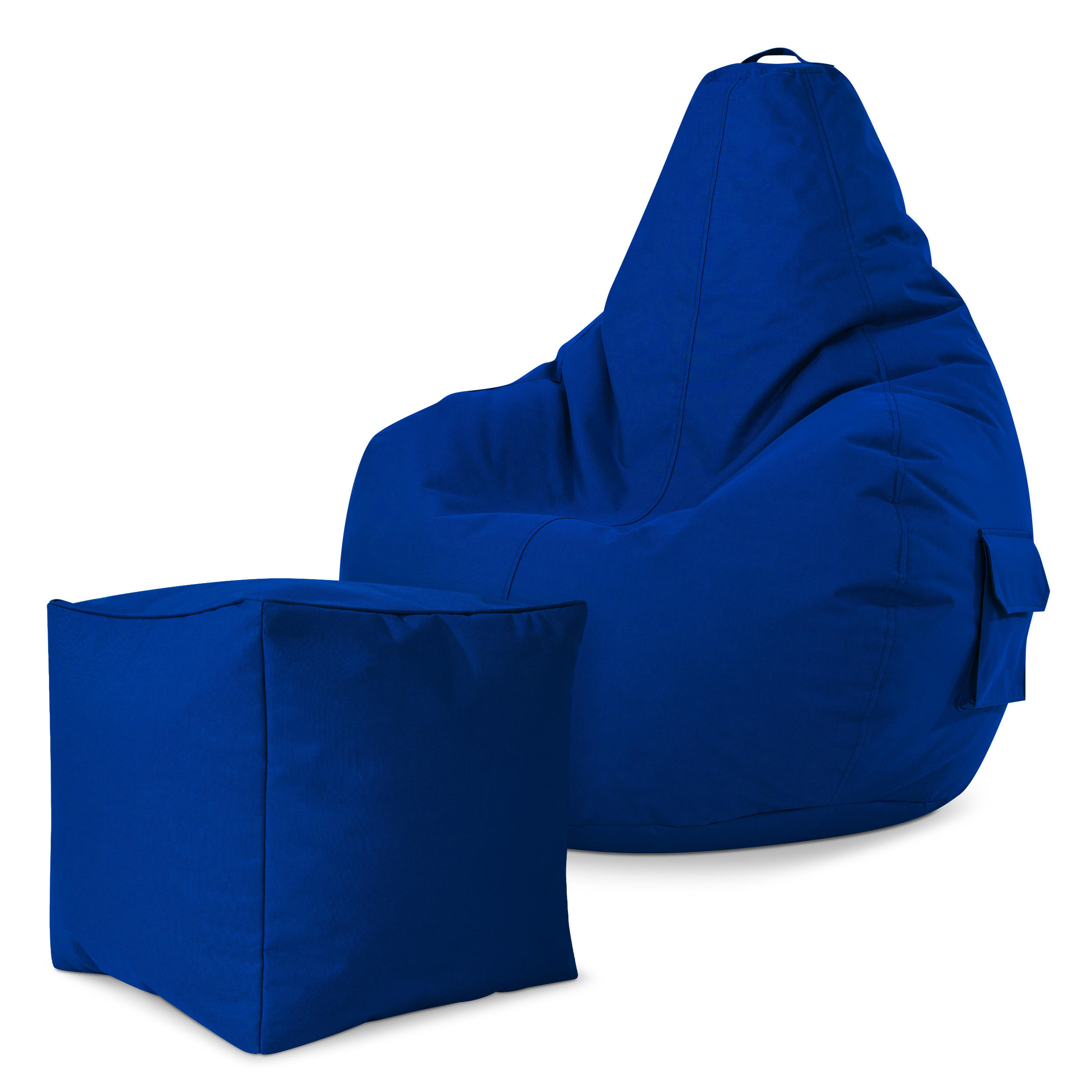 SITZSACK + Hocker "Cozy+Cube" 2er Set - Blau, Textil (70/90/80cm) - Green Bean