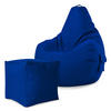 SITZSACK + Hocker "Cozy+Cube" 2er Set - Blau, Textil (70/90/80cm) - Green Bean
