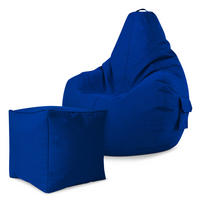 SITZSACK + Hocker "Cozy+Cube" 2er Set - Blau, Textil (70/90/80cm) - Green Bean