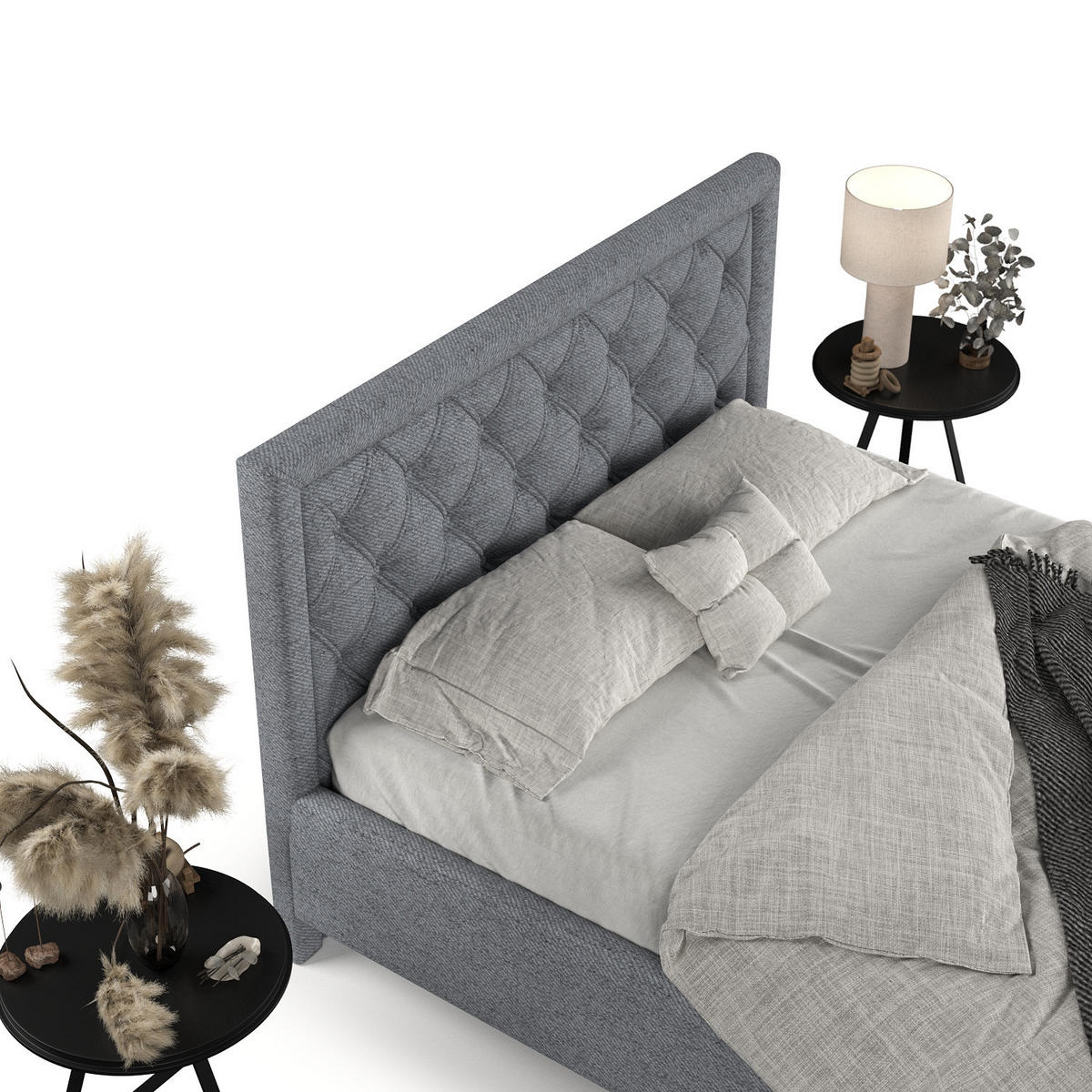 POLSTERBETT Lido 180/200 cm Grau im Neve Stoff - Naturfarben/Grau, Holz/Holzwerkstoff (180/200cm) - AltaBeds