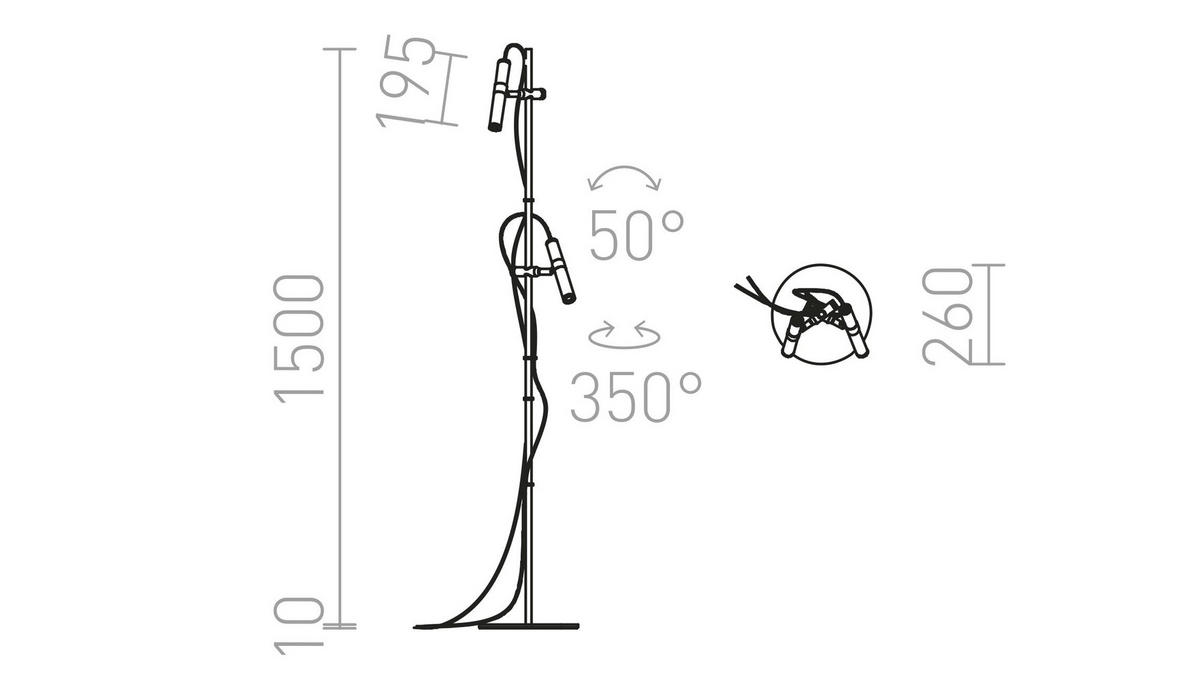LEUCHTE VIPER FL Schwarz Chrom 6 W - Schwarz, Metall (26/26/151cm) - Rendl