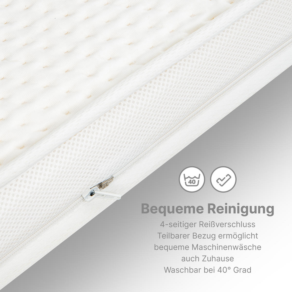 TOPPER GEL 120/200 cm PremiumPLUS ca. 9 cm - Weiß, Textil (120/200cm) - wonello
