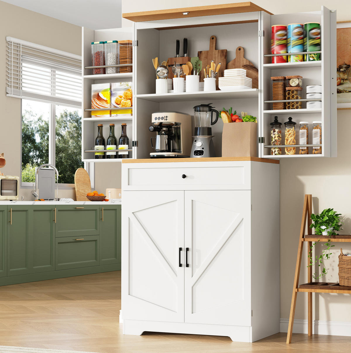 BUFFET 80/180/40 cm Weiß aus MDF mit Kippschutz - Weiß, Holzwerkstoff (40/180/80cm) - OKMYHOME