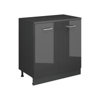 SKRINKA DO PODKROVIA Rion Antracit vysoký lesk 80 x 81.6 cm bez sklonu s 2 dverami - čierna s vysokým leskom, kompozitné drevo (80/83.8/46cm) - Vicco