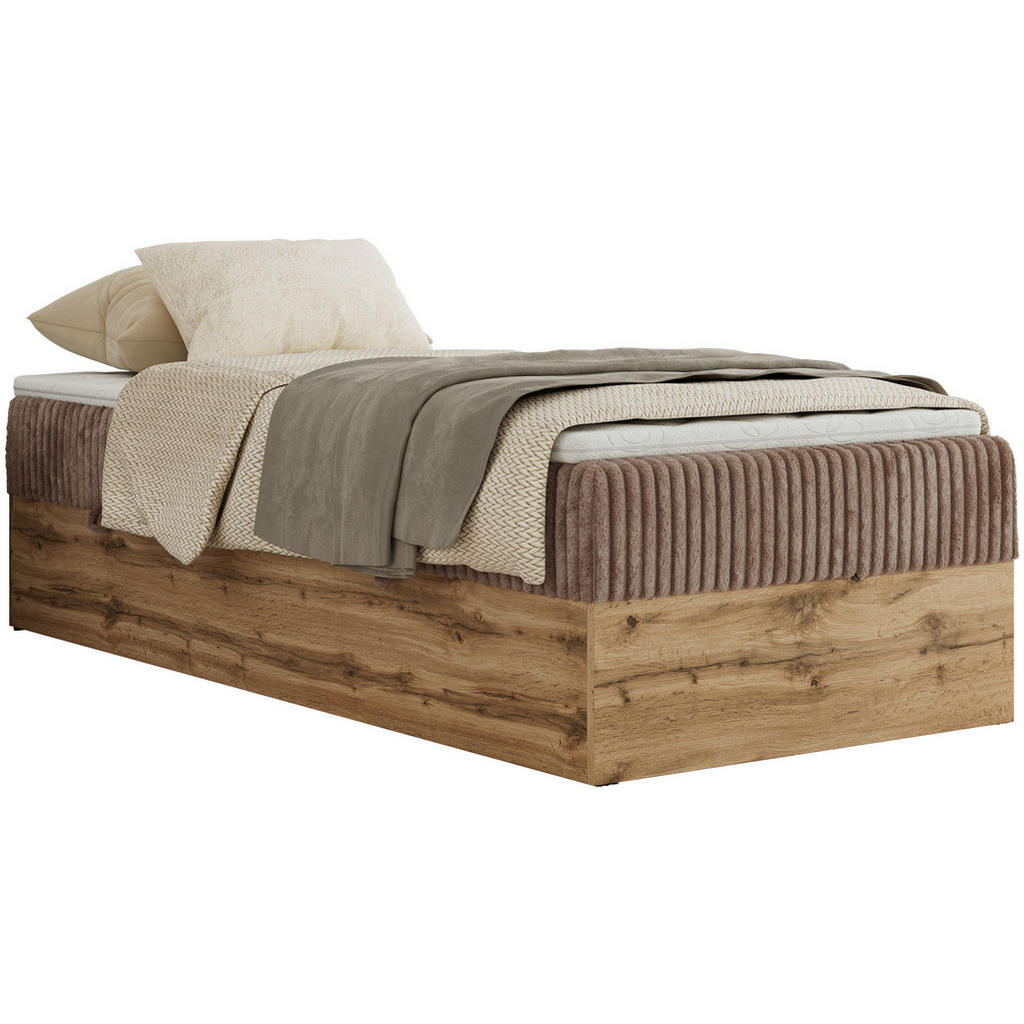 MKS KONTINENTÁLNÍ POSTEL WOOD ZERO 90/200 - Hnědá Manšestr - H3