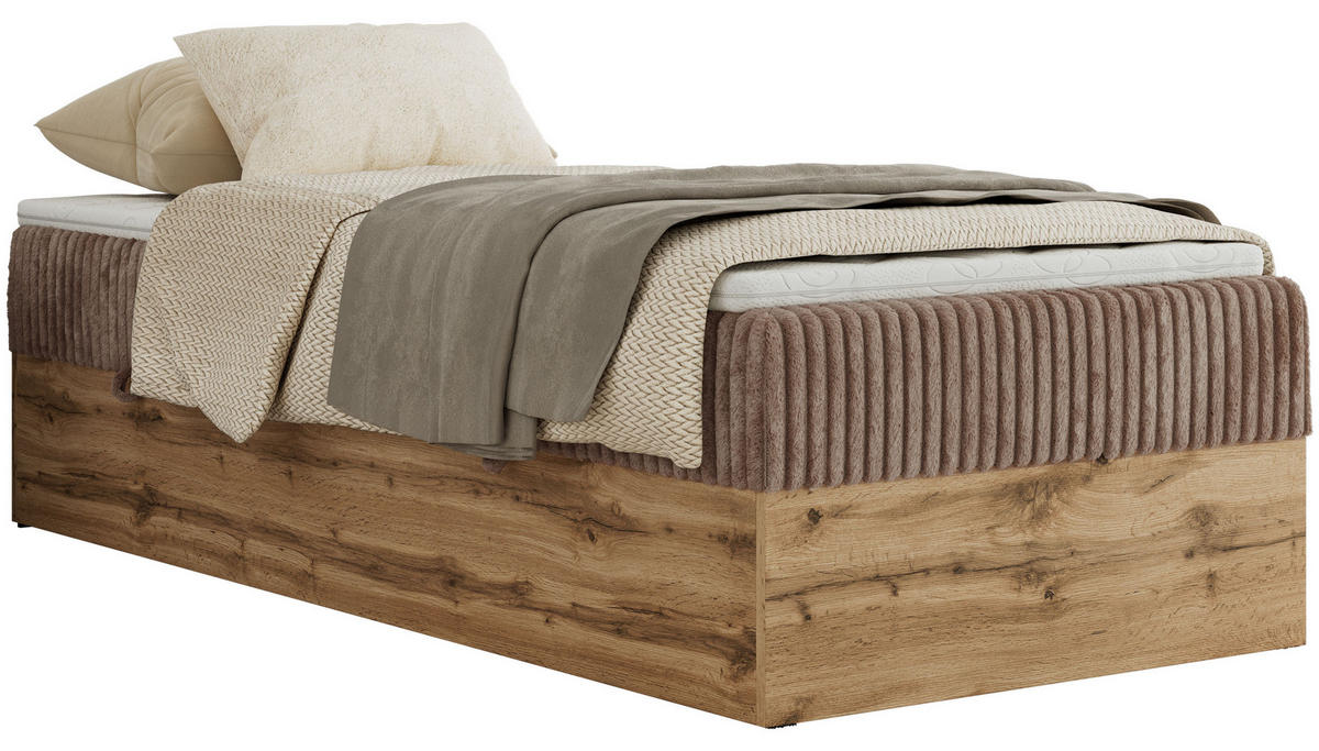 POSTEL BOXSPRING WOOD ZERO 90/200 - Hnědá Manšestr - H3 - hnědá, textil (90/200cm) - MKS