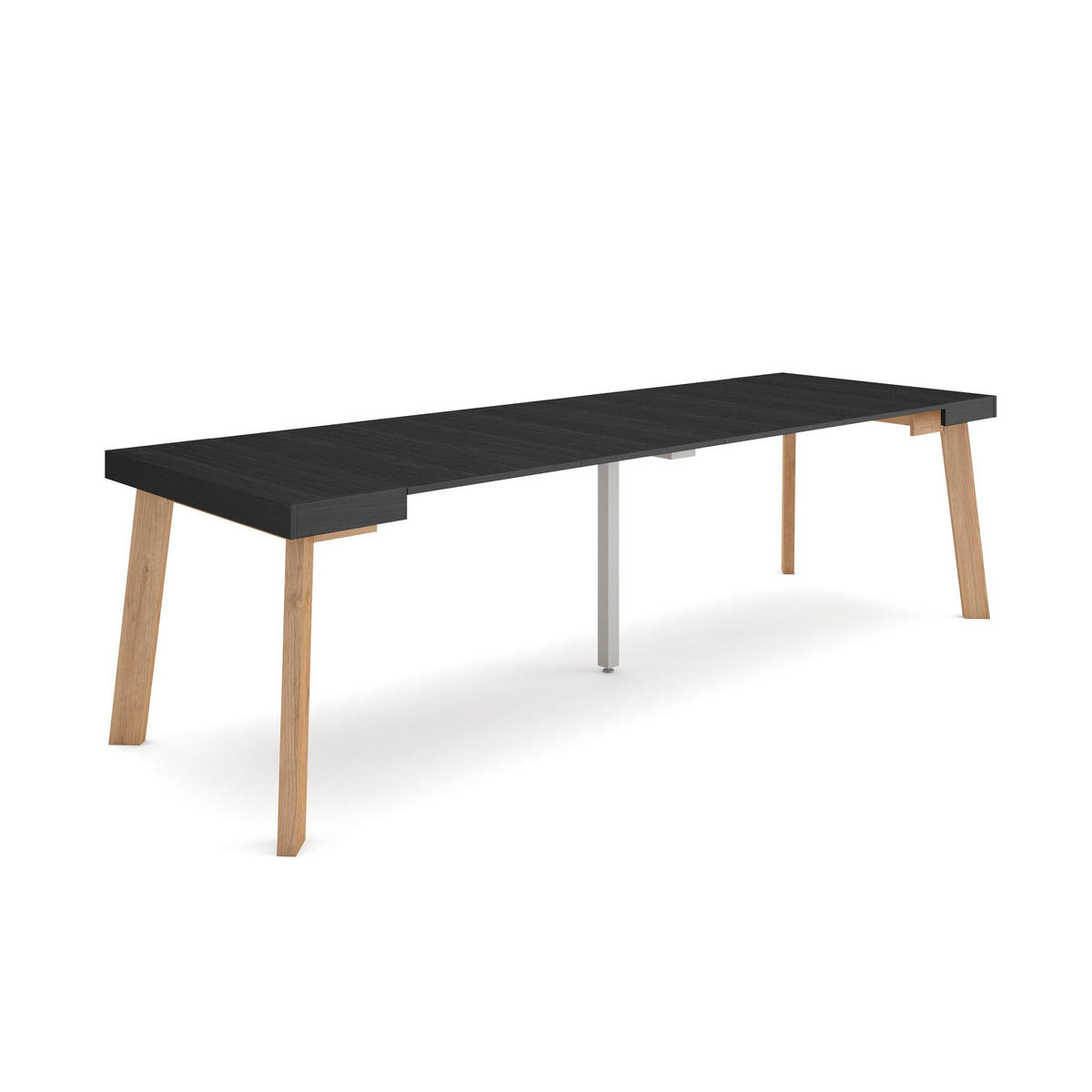KONSOLENTISCH ausziehbar 58 bis 262cm, für 12 Gäste, schwarz, 90/58/73cm - Schwarz, Holzwerkstoff (90/262/73cm) - Skraut Home
