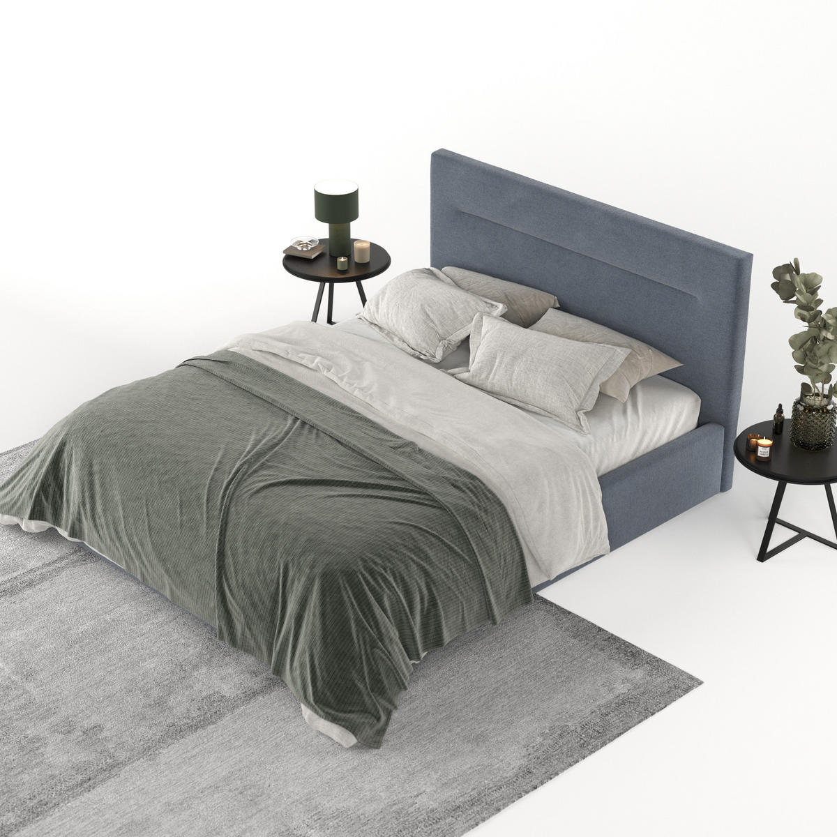 POLSTERBETT Liline 160/200 cm Blau im Asti Stoff - Blau/Schwarz, Holz/Holzwerkstoff (160/200cm) - AltaBeds